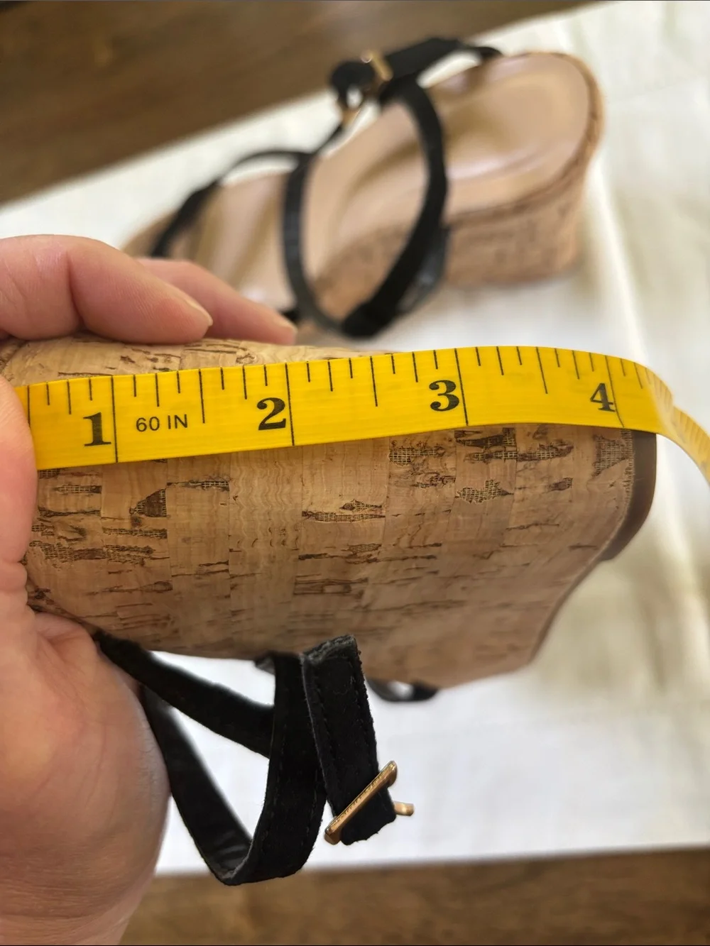 Lulu's Black Cork Platform Wedge Sandals